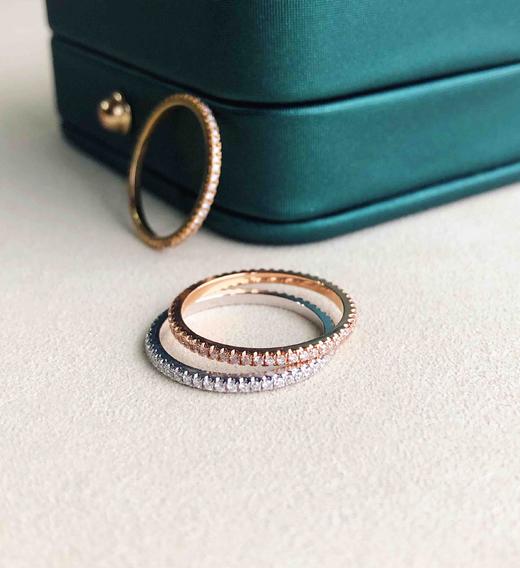 classic系列18k满镶钻石尾戒一组黄白玫瑰金色各一件