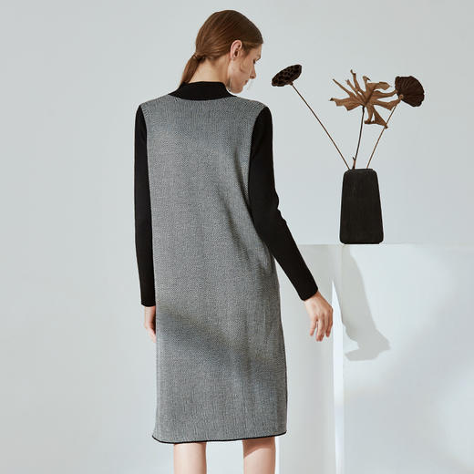 EITIE爱特爱新款通勤直筒显瘦半高领圆领针织衫女中长款6001726 商品图3