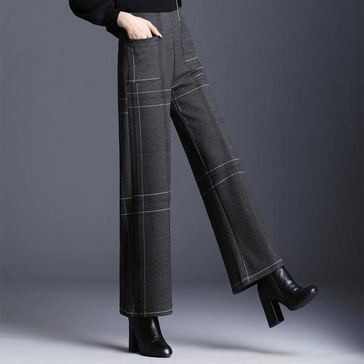 BD-LD8313秋冬新款高腰格纹垂感阔腿裤 商品图1