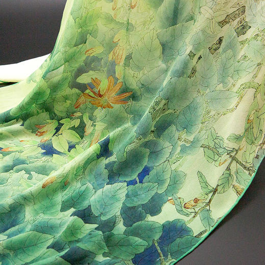 羽诗制造 出品 鲍海斌老师创作凝翠全真丝长巾 商品图2