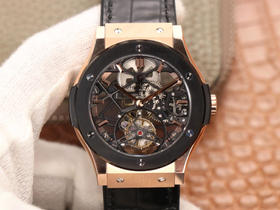 JB宇舶（恒宝）经典融合（CLASSIC FUSION）系列陀飞轮，圈口直径42mm，外壳直径45mm，厚度11.7mm。HUB6010手动上链陀飞轮机芯