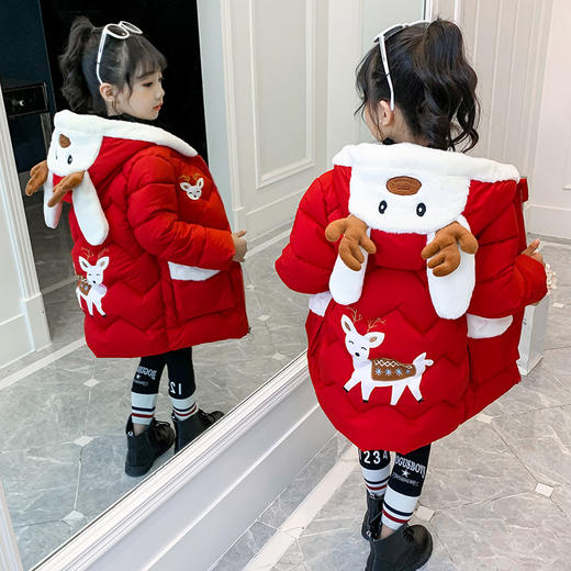PDD-新款韩版公主儿童装宝宝冬季羽绒棉袄加厚中长款棉衣 商品图2