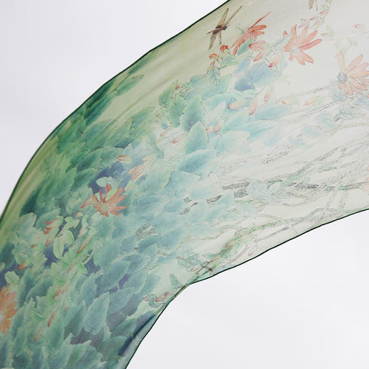 羽诗制造 出品 鲍海斌老师创作凝翠全真丝长巾 商品图4