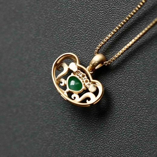 冰种阳绿翡翠平安如意锁18k黄金钻石镶嵌 商品图6