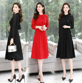 Z490-0000法式荷叶边收腰连衣裙