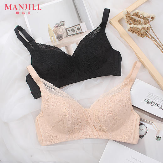 熳洁儿 夏无钢圈洞洞杯文胸性感蕾丝上托聚拢薄款透气舒适内衣19261517 商品图0