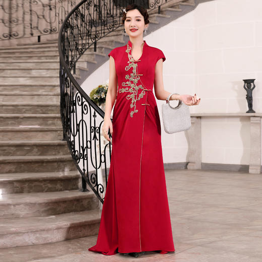 DLQ-A1030新款中国风红色高端改良版旗袍连衣裙TZF 商品图0