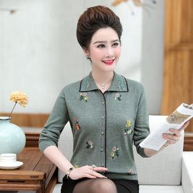 WC-sp1903长袖翻领开衫大码宽松打底衫