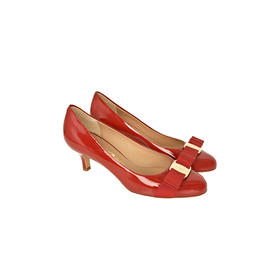 FERRAGAMO 菲拉格慕 女士VARA蝴蝶结系列全皮细高跟鞋皮鞋592182红色