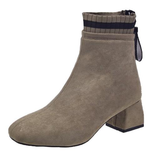 SX-9768秋冬新款短靴韩版绒面粗跟马丁靴 商品图4