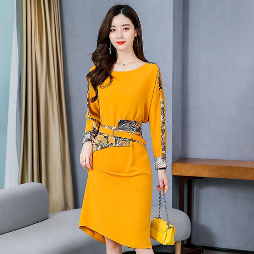 时尚舒适，中长款气质长袖优雅连衣裙HR-SNX2039 商品图3