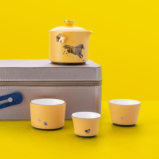 八马茶具茶杯陶瓷茶器三人行一壶三杯旅行茶具套组