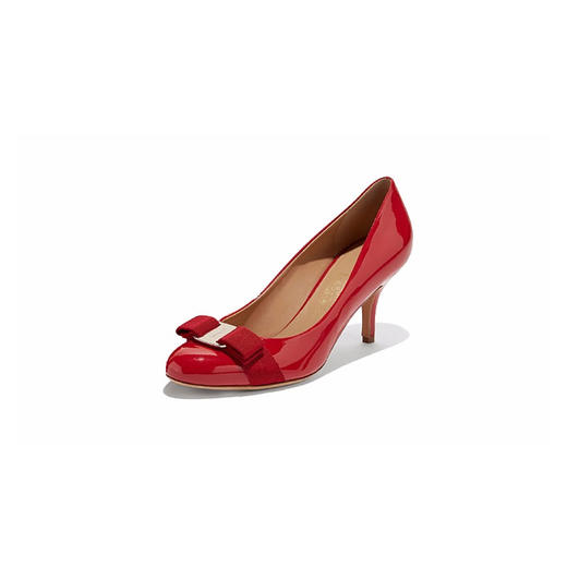 菲拉格慕 FERRAGAMO 女鞋漆皮蝴蝶结高跟鞋 584309 红色 商品图0