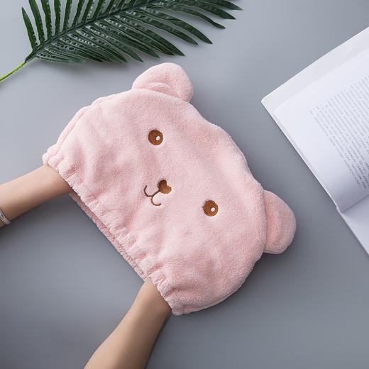 卡通小熊加厚干发帽吸水速干毛巾居家布艺浴帽擦头发包头巾 商品图1