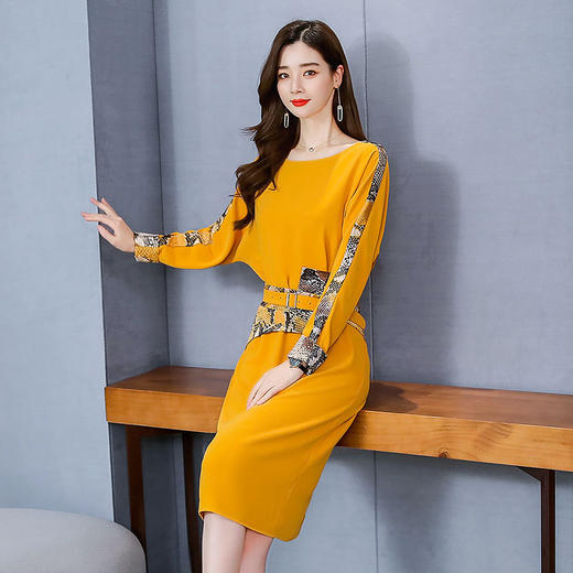 时尚舒适，中长款气质长袖优雅连衣裙HR-SNX2039 商品图4