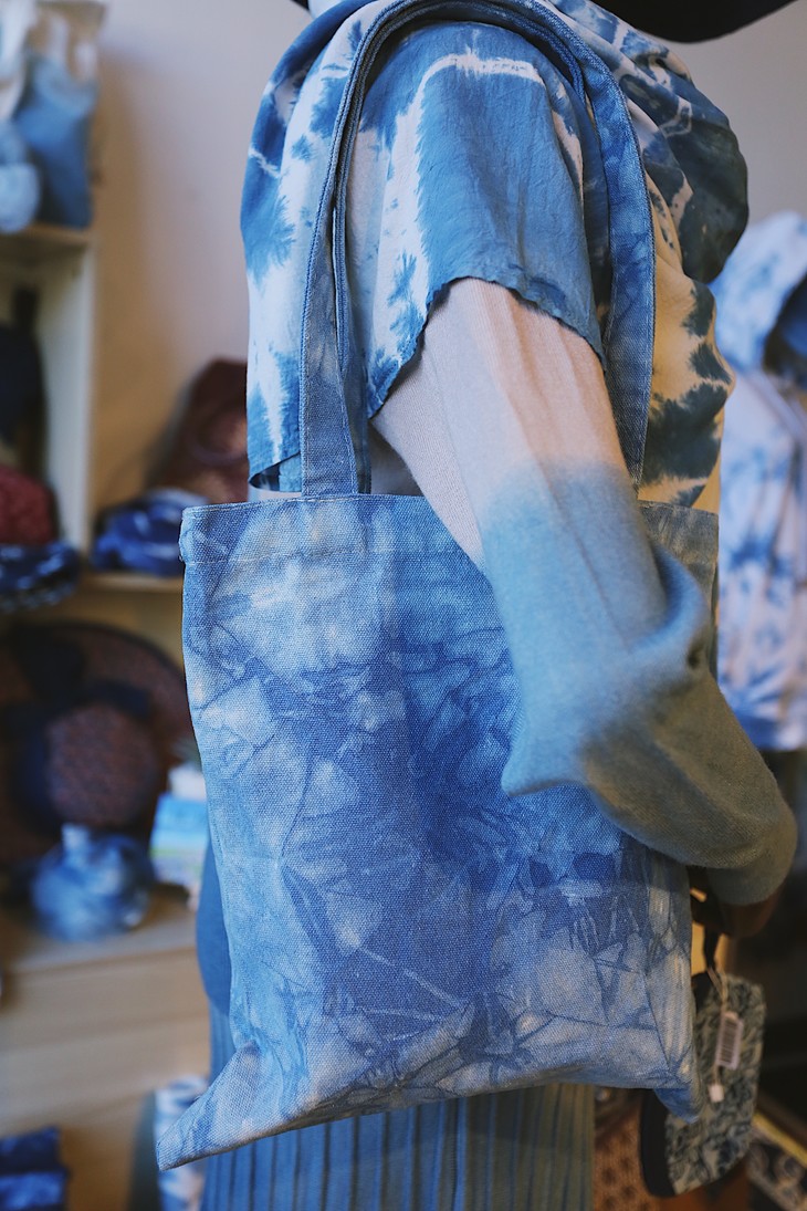 草木染蓝染布 斜挎包单肩包