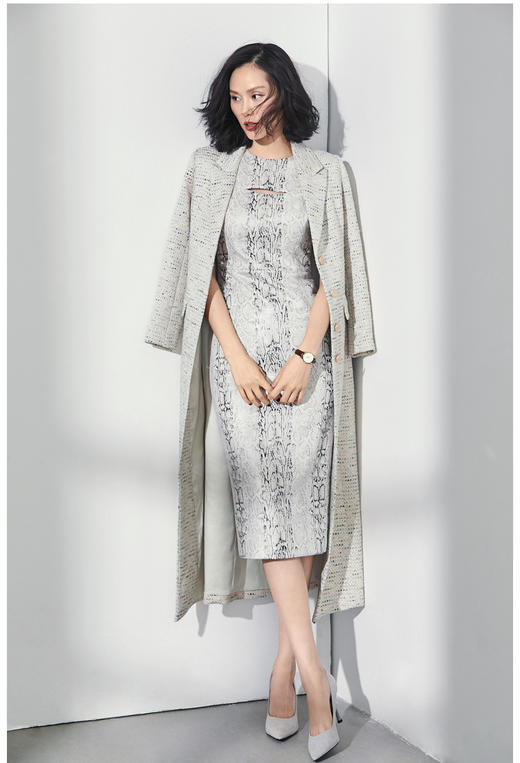 孤品 颈袖添香秋季装新款女装时尚修身梭织过膝中长款外套风衣J9393920A不退可换 商品图2