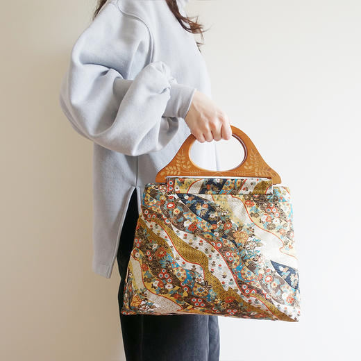HUGOJIRO木柄手提包风の花波浪小花 商品图3
