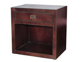 NS家居nsfurniture进口实木真皮边柜NSCB-Shepard Open 1 Drawer