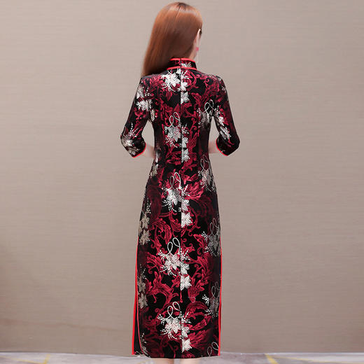 QYM-YJ-20ZN902印花长款潮流中式复古旗袍裙 商品图2