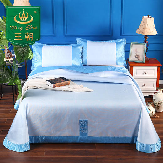 新款凉席王朝时光素色床裙式冰丝三件套席水洗席空调席2.5米加大 商品图0