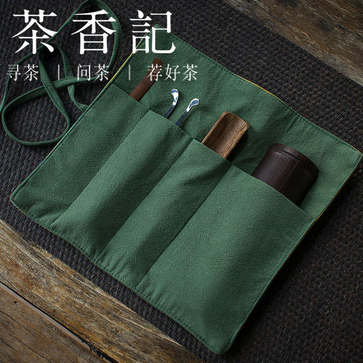 茶香记 亚麻印花折叠收纳袋 古风古典 手感舒适 茶道配件一袋收纳 商品图2