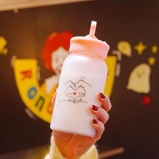 磨砂玻璃杯创意时尚可爱小杯子居家日用便携女学生水杯花茶 商品图2