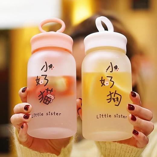 磨砂玻璃杯创意时尚可爱小杯子居家日用便携女学生水杯花茶 商品图0