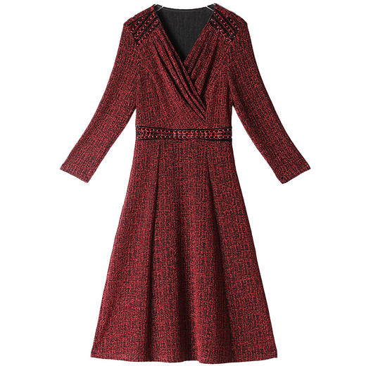 DYSL-Q5216欧美新款交叉V领高贵气质礼服收腰显瘦大码连衣裙 商品图4