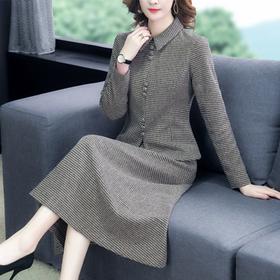 NYL-4631083秋冬新款气质显瘦时尚韩版小香风格子套装