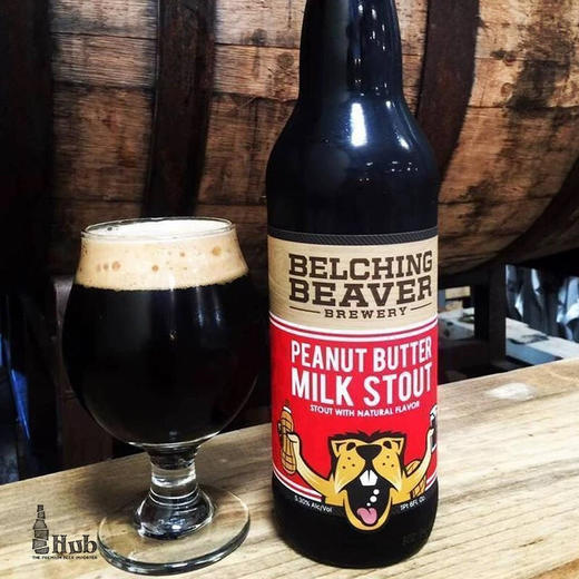 美国进口打嗝海狸花生酱牛奶世涛精酿belching beaver 6瓶装