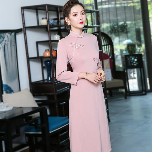 XGT-Q9394新款绣花新式改良中国风复古日常旗袍连衣裙 商品图1