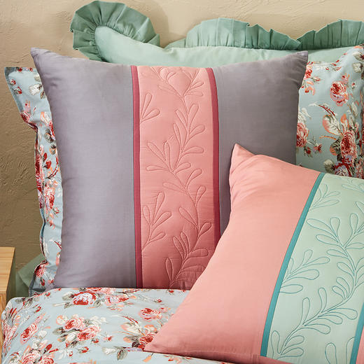 阳春小镇浮锦系列拼色靠包抱枕