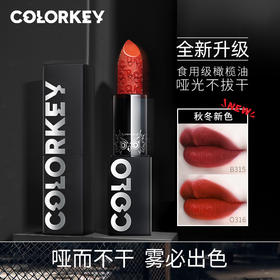 【李佳琦推荐】colorkey珂拉琪上镜丝滑唇膏 黑磁条口红雾面哑光唇膏持久不沾杯不掉色口红