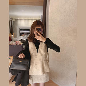 特价不退不换 介意慎拍！只有半裙哦~【欧尼香香套装】金蘑菇菇 穿在大衣里的小心机