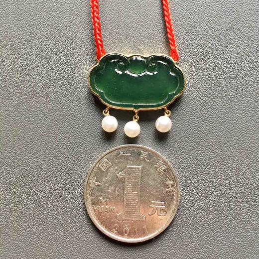 高冰种晴水绿翡翠如意锁18k黄金镶嵌 商品图5