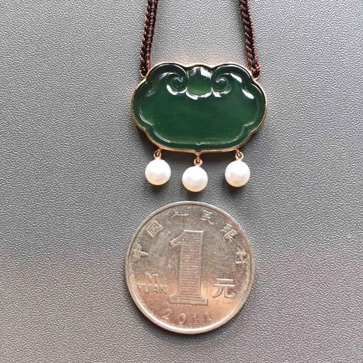 高冰种晴水绿翡翠如意锁18k玫瑰金镶嵌 商品图5