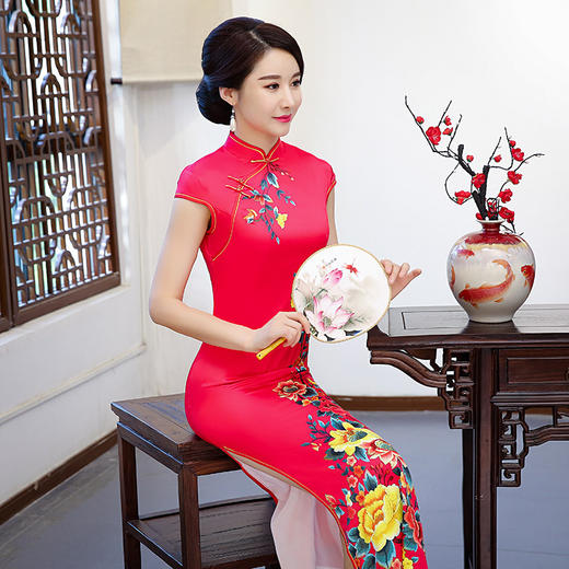 TJ-AQI-3740新款复古改良中国风旗袍裙 商品图4