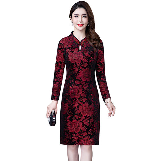YM-8253新款中国风长袖旗袍连衣裙 商品图4