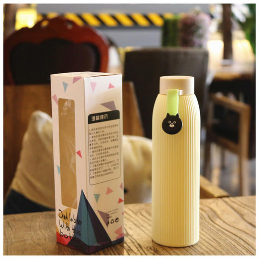 条纹动物双层隔热礼品杯子便携杯居家日用女生马卡龙小清新水杯 商品图4