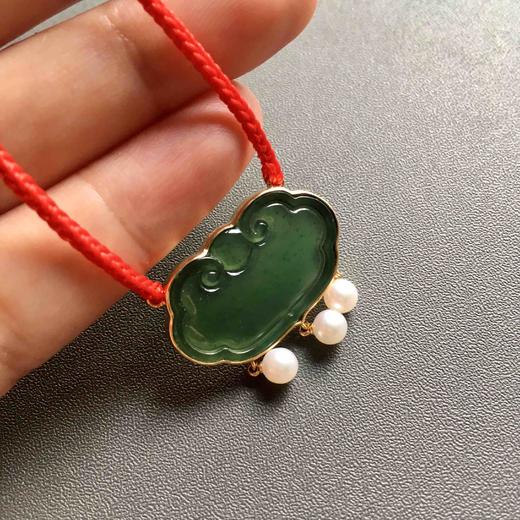 高冰种晴水绿翡翠如意锁18k黄金镶嵌 商品图8