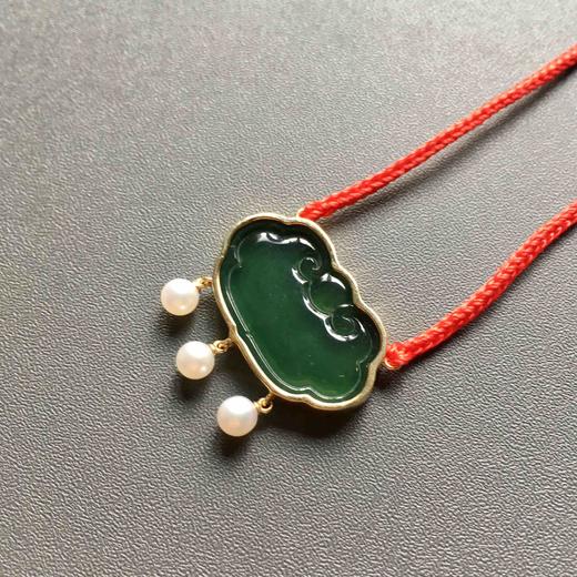 高冰种晴水绿翡翠如意锁18k黄金镶嵌 商品图6