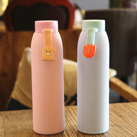 条纹动物双层隔热礼品杯子便携杯居家日用女生马卡龙小清新水杯 商品图1