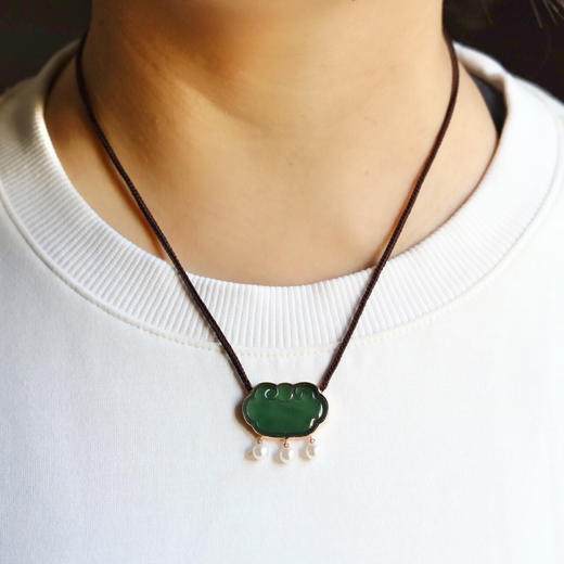 高冰种晴水绿翡翠如意锁18k玫瑰金镶嵌 商品图10