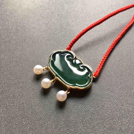 高冰种晴水绿翡翠如意锁18k黄金镶嵌 商品图4