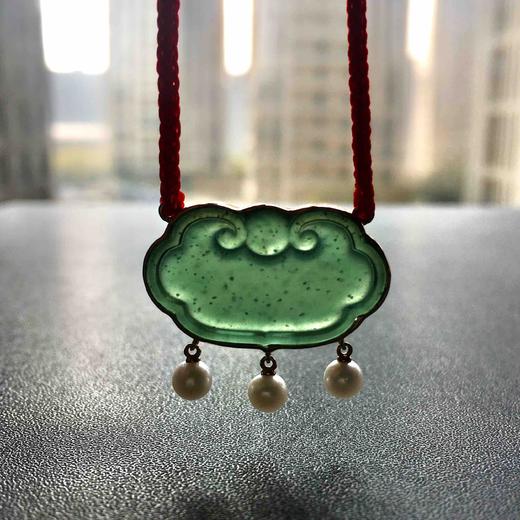 高冰种晴水绿翡翠如意锁18k黄金镶嵌 商品图9