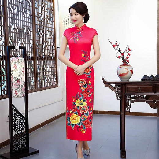 TJ-AQI-3740新款复古改良中国风旗袍裙 商品图0