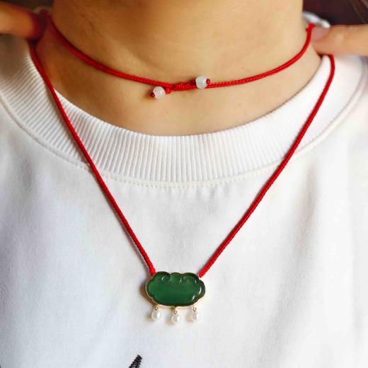 高冰种晴水绿翡翠如意锁18k黄金镶嵌 商品图10