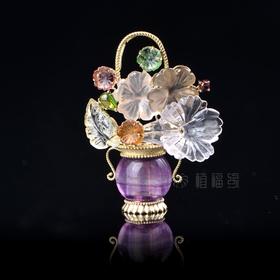 【一揽清风】萤石花篮胸针-CB1908123