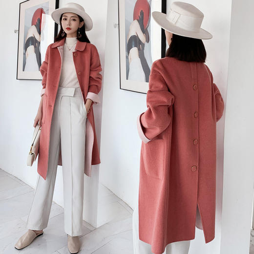 宽松时尚，韩版中长款双面呢子大衣外套KYF-MYIE2056 商品图4